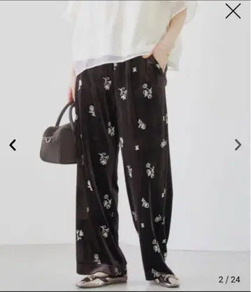 라스트 1 택 포함 미사용 coen 벨로아 이지 와이드 팬츠 자수 벨로아