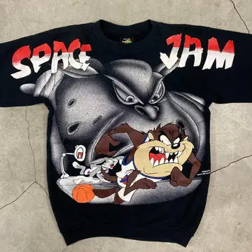 90's USA제 스페이스 잼 루니 튠즈 맨투맨 L 블랙
