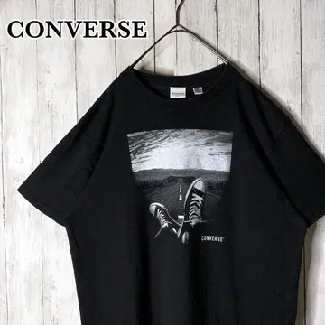 USA제 CONVERSE 컨버스 T셔츠 빅 로고 블랙 빅 루즈