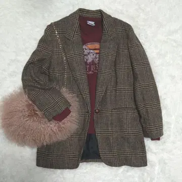 빈티지 체크 자켓 교외 나유타 luik