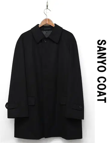V302/새상품급 SANYO COAT 스텐카라 코트 캐시미어 M 블랙