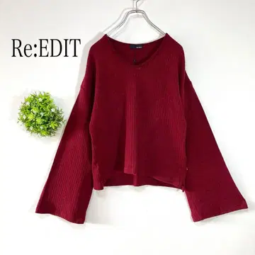 Re:EDIT 리디 [ L ] V넥 긴팔 니트 플레어쓰리 리브