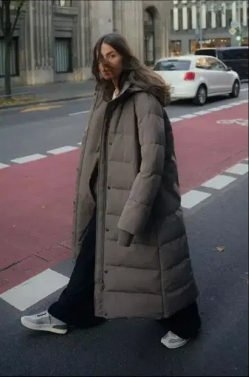 후드 부착 롱 다운 자켓