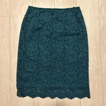 UNITED ARROWS 다크 그린 레이스 스커트 38