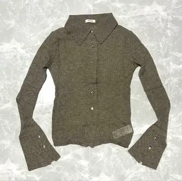 FRAY I.D 얇은 소재 긴팔 가디건 리브 니트 양모.모헤어 혼방 F