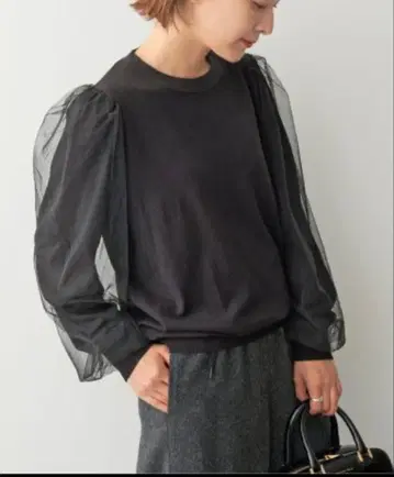 Spick&Span 튤 슬리브 니트 풀오버