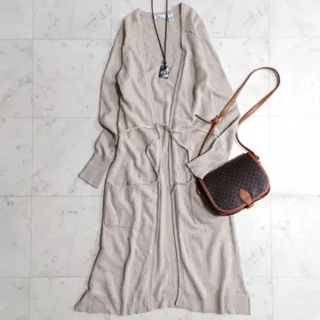 인기 론 헤르만 캐시미어 100 허리끈 니트 롱 가디건