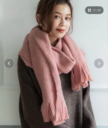 프린지 장식 핑크 머플러 coca