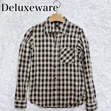 레어 좋은 배색 Deluxeware 체크 셔츠 턱끈 바닥 디럭스 웨어