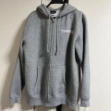 THRASHER 그레이 집업 후드티 L