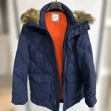 GAP 네이비 다운 자켓 보아 후드 퀼팅