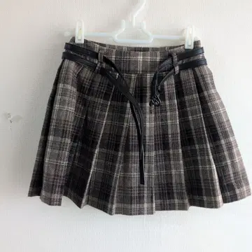 Darich 더블 벨트 체크 무늬 플리츠 미니 스커트 브라운 계열