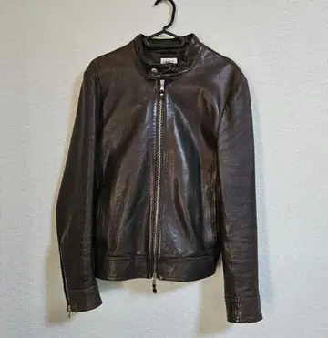 [ 사이즈 44 ] EMMETI JURI 브라운 가죽 싱글 라이더 자켓