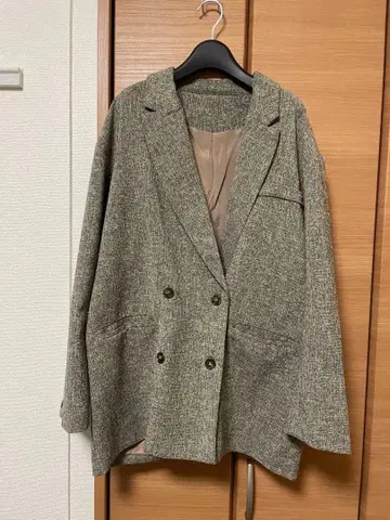 얇은 소재 트위드 오버 사이즈 테일러드 자켓