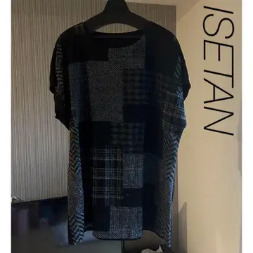 [미사용 새상품] 풀오버 반팔 니트 그레이 x 블랙 일본제 이탈리아 원단