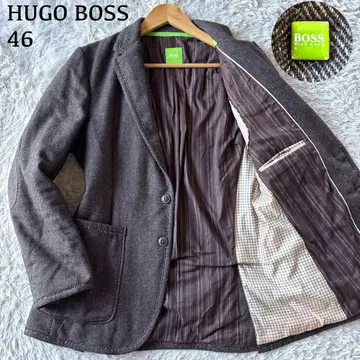 컨디션 최상 휴고보스 테일러드 자켓 헤링본 엘보우 패치 46