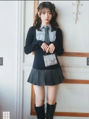 GRL 넥타이 셔츠 도킹 니트 미니 원피스[k9400i]