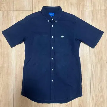 BEAMS 네이비 반팔 버튼 다운 셔츠 M