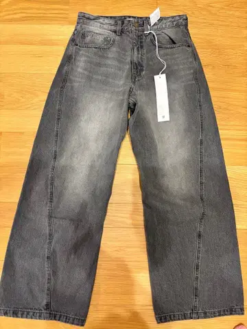 WYM LIDNM 빈티지 워싱 커브드 데님