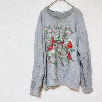 1점 한정 구제 의류 새 프린트 그레이 긴팔 트레이닝복 맨투맨