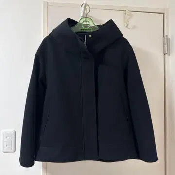 GU 코지 멜톤 숏 후디 코트 블랙 S