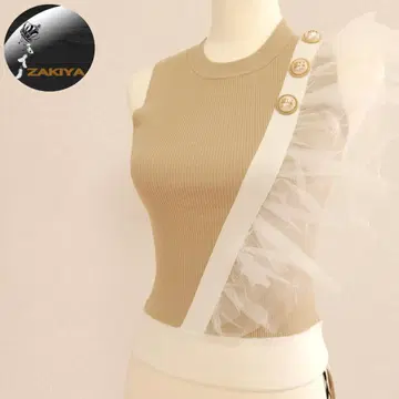 eimy istoire 택 포함 EM pearl 튤 콤비 니트탑