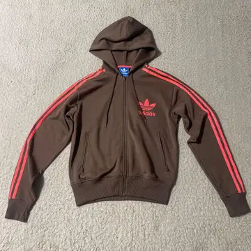 adidas 브라운 풀 지퍼 후디 M 사이즈