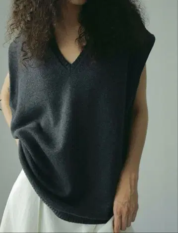 에트레토쿄 코튼 캐시미어 니트 베스트 차콜