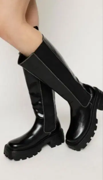 [컨디션 최상] SLY 롱 부츠 사이드 고어 통굽 트랙 밑창 S