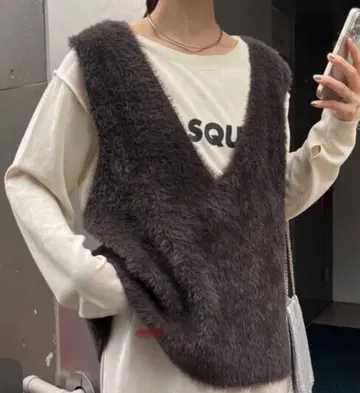 차오패닉 퍼 베스트 차콜 그레이 사이즈 ONE