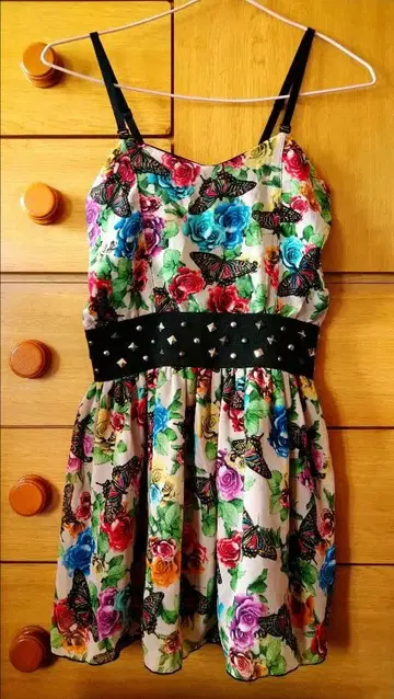 GLAD NEWS 장미 나비 스터드 원피스 락