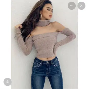 GYDA 2WAY 초커 베어 니트 F 베이지