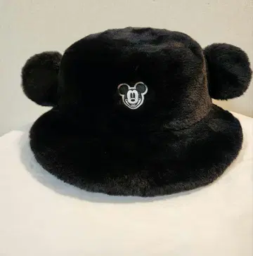 새상품급 디즈니 미키 퍼 버킷햇 모자 팬캡 블랙