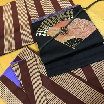 앤티크 순수 실크 코몬 브라운 스트라이프의 레트로 modern