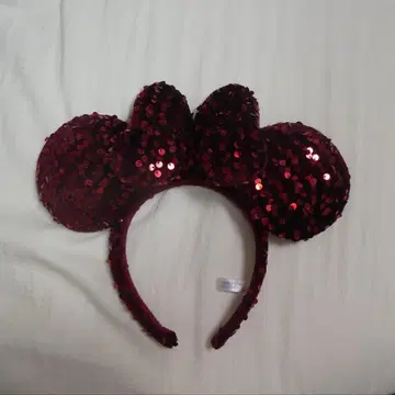 빨간색 스팽글 미키 귀 머리띠 크리스마스