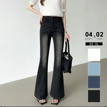 코코모모 플레어 데님 블랙 그레이 S 사이즈