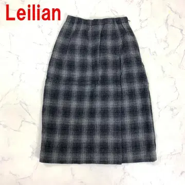 A4976 레리안 롱 스커트 울 알파카 체크 그레이 9