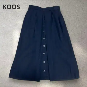 [코스] 턱 들어간 버튼 달린 사다리꼴 스커트 종아리 기장 네이비 7