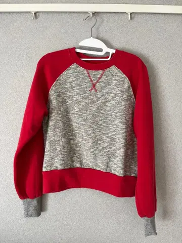 헬스니트 속기모 맨투맨 빨간색 x 그레이
