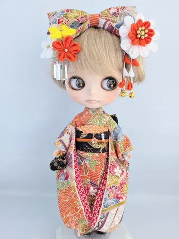 브라이스 기모노 순수 실크 후리소데 7점 세트