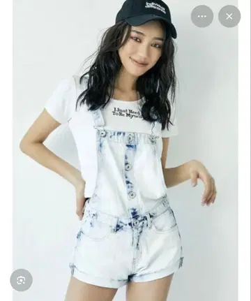 CTIDA 프론트 버튼 데님 오버롤 숏팬츠