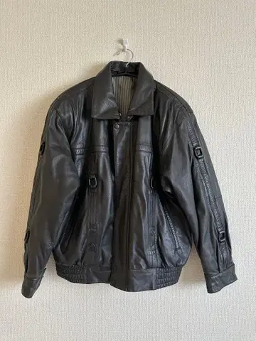 블랙 천연 가죽 가죽 자켓 빈티지 90s