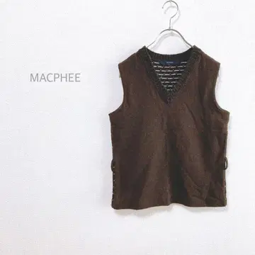 [ MACPHEE ] 캐시미어 블렌드 니트 베스트 V넥 도트 벨트 루프