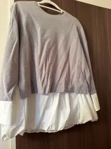 로즈 티아라 빅 사이즈 그레이 레이어드 스타일 긴팔 상의 벌룬