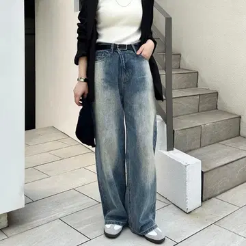 mystic 오버다이 와이드 데님 블루 사이즈 1