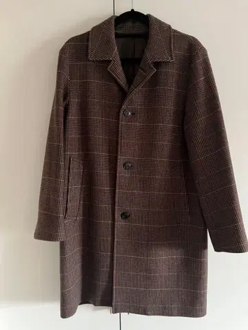 저널 스탠다드/브라운 계열 체크 체스터 코트