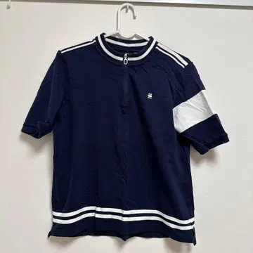 지 스타 로우 네이비 반팔 피케 셔츠