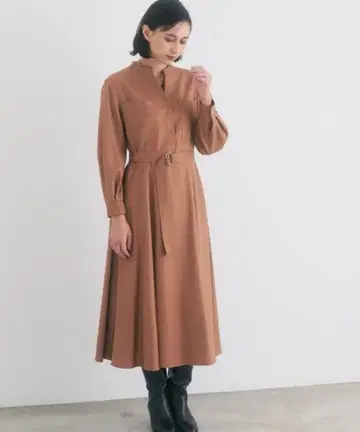 21AW ANAYI 아나이 레이온울 조젯 플레어 원피스 38