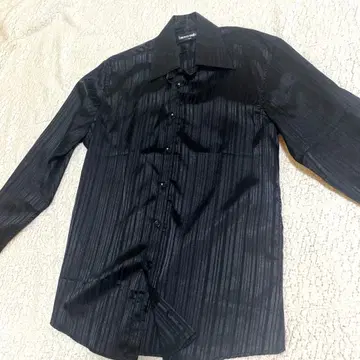 실크 100% 광택감 있는 스트라이프 셔츠 남성용 긴팔 M