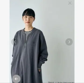 YALE 별주 로고 프린트 하프 지퍼 원피스